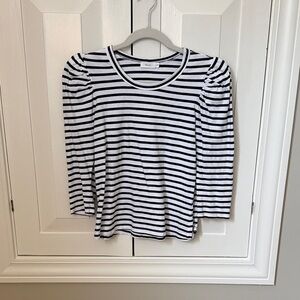 A.L.C. Black & White Striped Crewneck Top